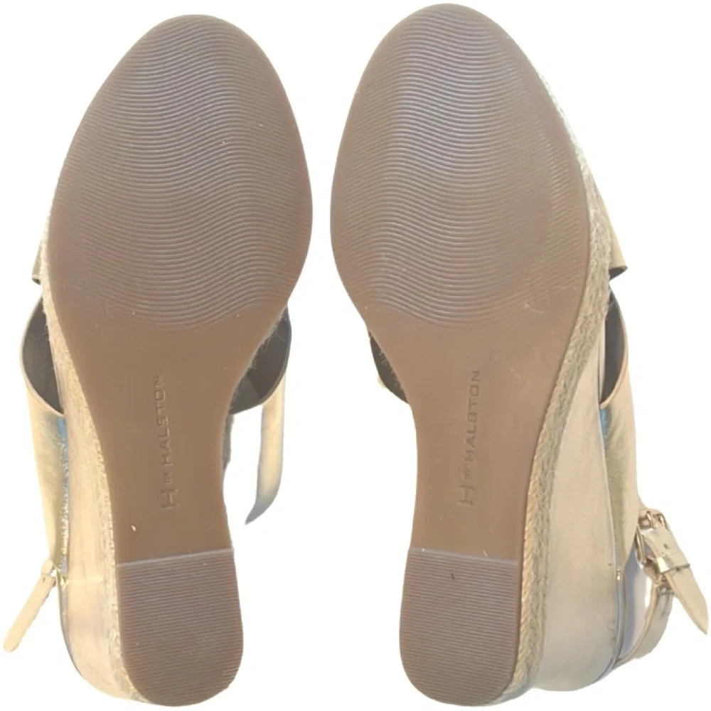 H by Halston Open Toe Wedge Heel Espadrilles Size 8W